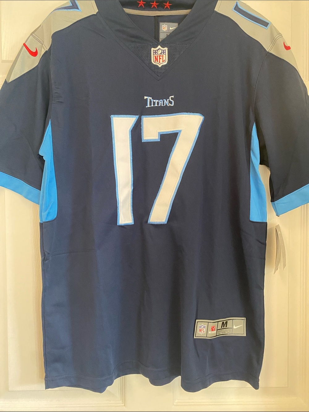 Nike Tennessee Titans #17 Navy Blue Football Jersey with Light Blue Accents
